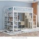 thumbnail image 4 of Cama elevada multifuncional, pequeño apartamento, loft, simple, moderno, dúplex, segundo piso, armario superior de hierro forjado, 4 of 4