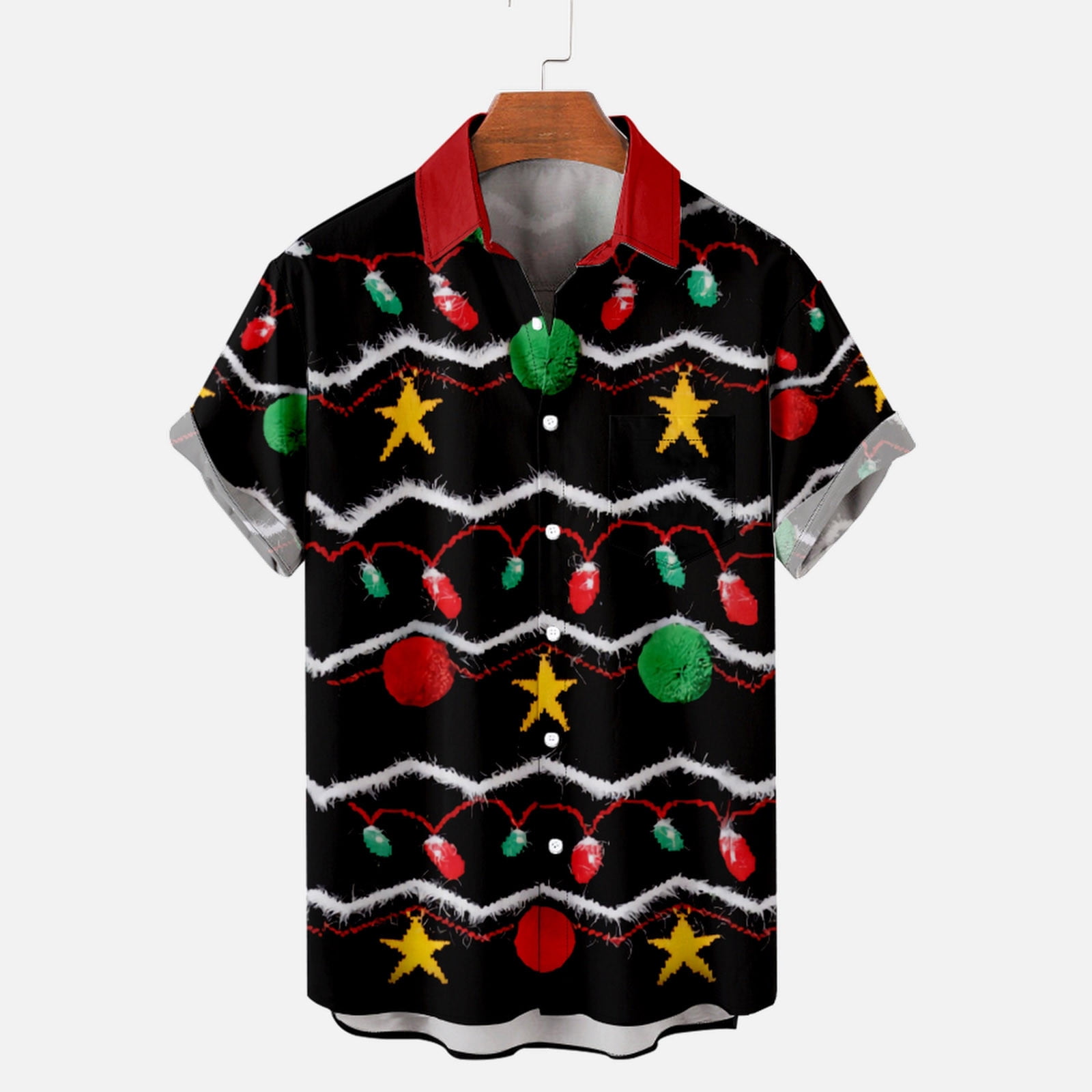 EQWLJWE Men's Christmas Button Down Shirt Santa Party Short Sleeve