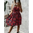 thumbnail image 2 of Robe Courte Rétro à Imprimés Floraux pour Femme, Taille Élastique, Aguichant, Décolleté en V Profond, Sans Manches, à Bretelles, Robe d'Été Dos Nu, Robes pour Dame, Vestidos, 2 of 7