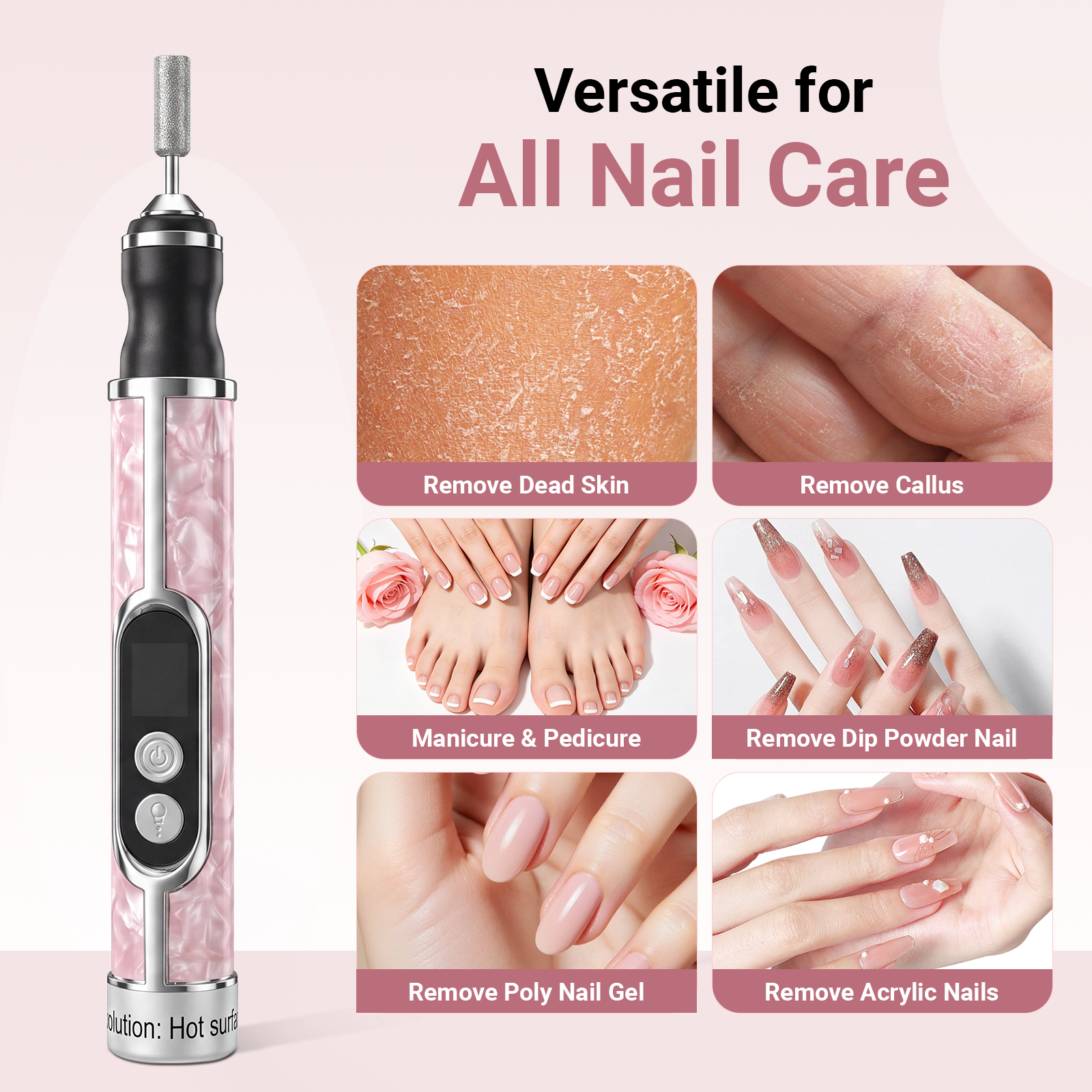 Shpavver Cordless Electric Nail Drill Kit, Pink photo 4
