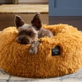 thumbnail image 4 of NICOLE MILLER NEW YORK PET Ellie Fuzzy Solid Donut Pet Bed, Plush, Cozy & Calming, Water Repellent, Non-Slip Bottom, 100% Machine Washable, Gold, Small 24"x24"x7" Round, 4 of 13