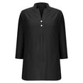 thumbnail image 5 of Ndbuld Cloths for Women Womens V Neck Striped Button Down Shirts Long Sleeve Tunic Tops Black M, 5 of 6