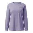 thumbnail image 5 of Women's T Shirts Autumn Winter Crew Neck Pocket Split Long Sleeve Casual Loose Top T Shirt For Woman Tops For Women, 5 of 6