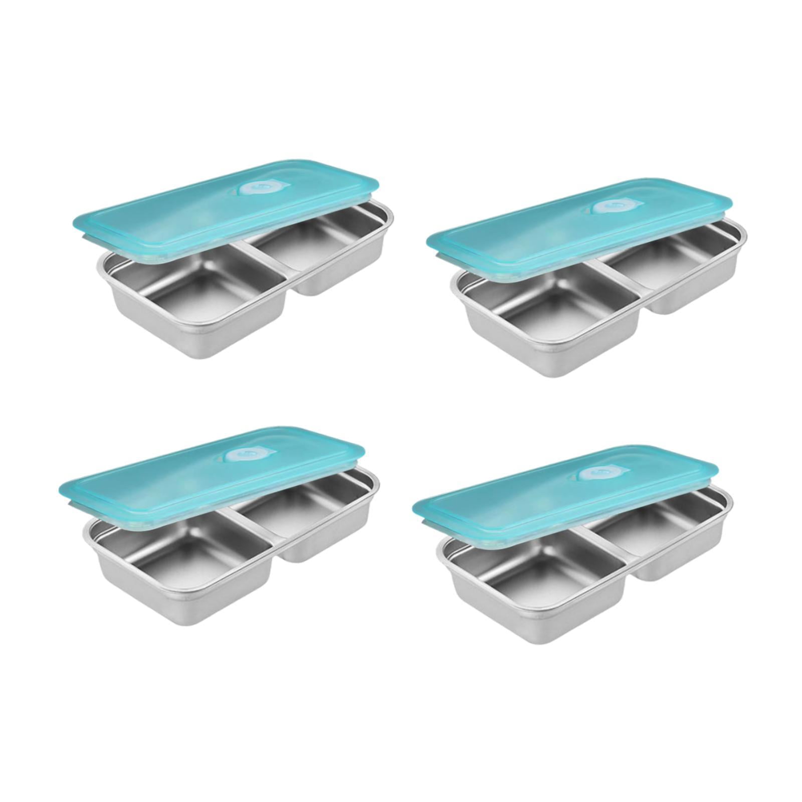 Fiocias 4 Pieces Stainless Steel Snack Container Bento Box Food Containers Sealing Lunch