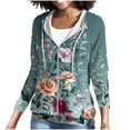 thumbnail image 3 of Trikvn Women's Zip Up Hoodie Floral Print Lightweight Long Sleeve Sweatshirt Vintage Botanical Full Zip Jacket with Pockets Drawstring Outerwear for Fall Spring Daily Wear, 3 of 6