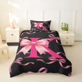 thumbnail image 2 of spefrowx Watercolor Pink Bow Print Twin Duvet Cover for Girls, Black Monogram Letter K Twin Bedding, Black Reversible, 2 Pieces, 1 Duvet Cover and 1 Pillowcase, 2 of 6