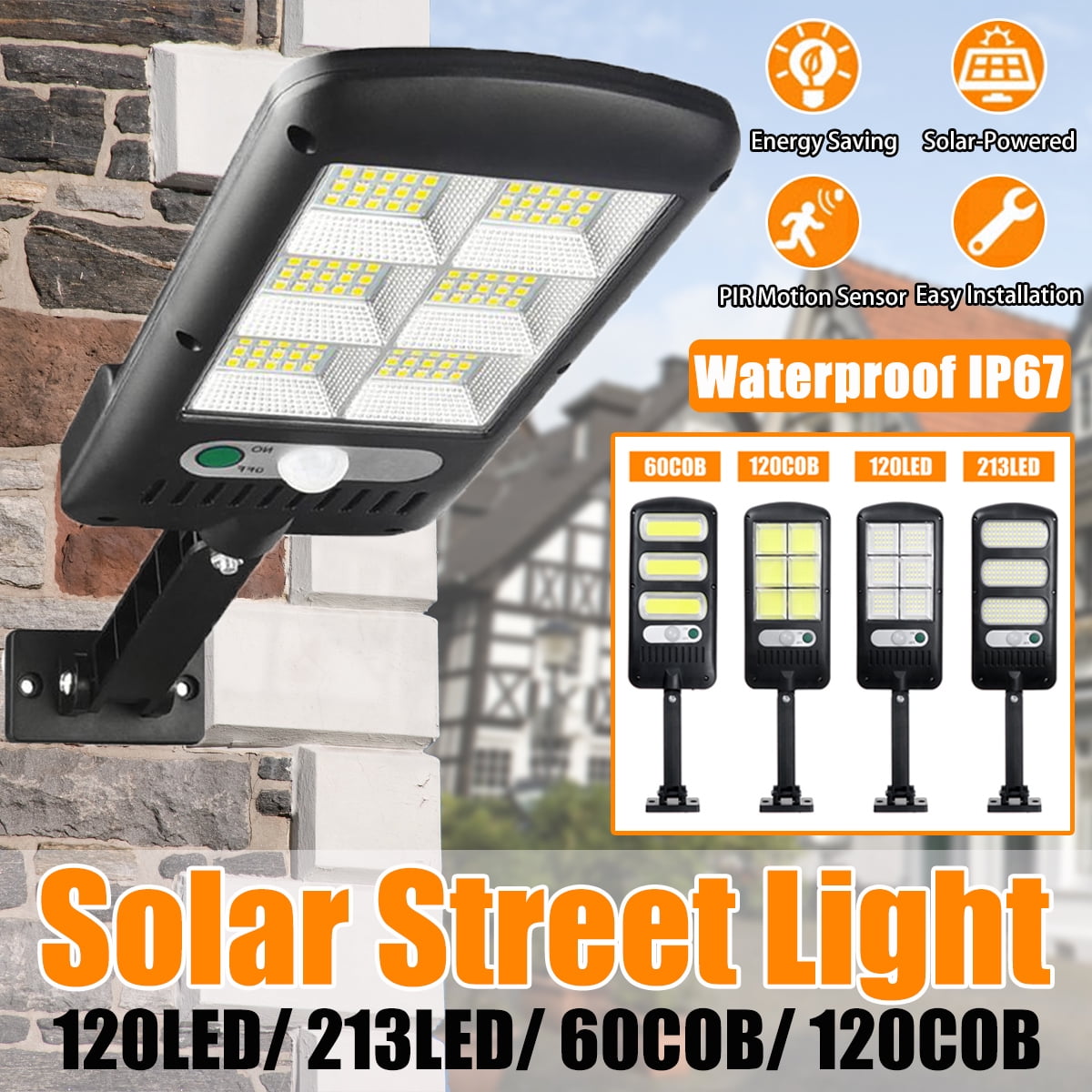 600W 213LED Solar Wall Light Motion Sensor Outdoor Garden Security Street Lamp 