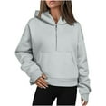thumbnail image 2 of Zip Up Hoodie for Womens Fshion Plus Size Half Zip Sweatshirt Hooded Women's Half Zip Pullover Sweatshirt Wear 2025 Winter Wear Long Sleeved Hooded Sweatshirt, 2 of 6