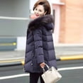 thumbnail image 2 of Chaqueta acolchada de algodón para mujer, abrigo de otoño e invierno, largo, pequeño, para personas de mediana edad y mayores, 2 of 5