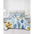 thumbnail image 2 of Full Size Quilt Bedding Set, Blue Yellow Leaves Reversible Summer Quilt 3 Pieces, Spring Botanical Leaf Farmhouse Watercolor Lightweight Bedspreads Coverlets with 2 Pillow Shams for All Seasons, 2 of 5