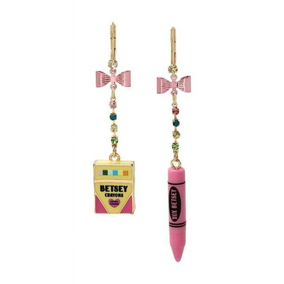 Betsey Johnson Women's Back To School Crayon Mismatch Earrings