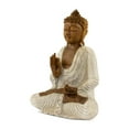 thumbnail image 4 of Wood Buddha Statue – Hand Carved Whitewashed Vitarka Mudra Sculpture, Zen Home Décor - 16" tall x 12" wide x 7" deep, 4 of 10
