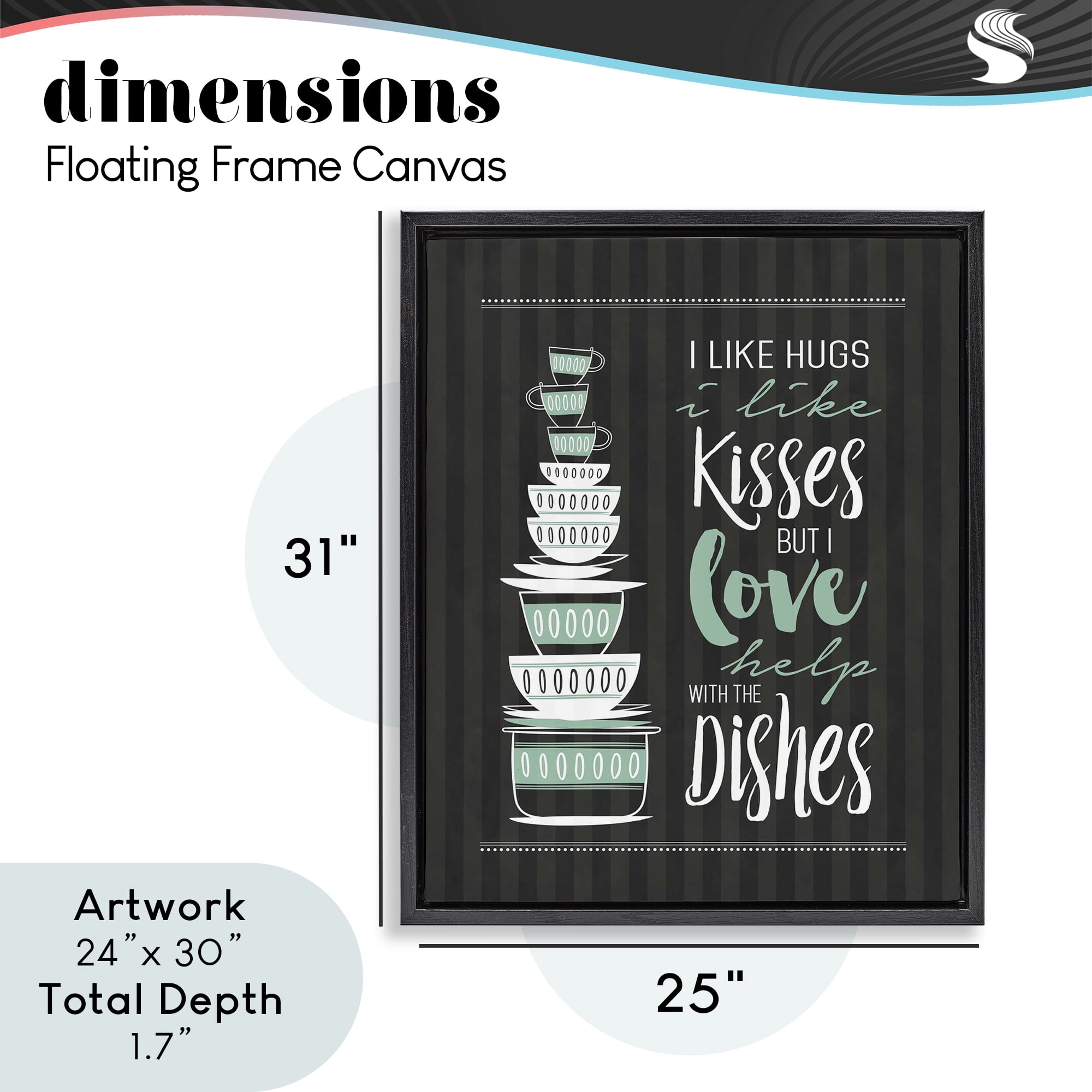 Love Help With Dishes Black Framed Floater Canvas Wall Art, design by Lettered and Lined