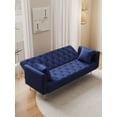 thumbnail image 6 of Modern American Blue Velvet Convertible Love Seat Sofa 71-inch for Small Spaces, 6 of 14