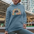thumbnail image 2 of Retro Nurse with Sunflower, Light Blue Hooded Sweatshirt or Hoodie, Small, 2 of 5