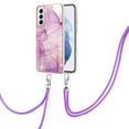 thumbnail image 1 of SaniMore for Samsung Galaxy S22 Plus 6.6" 2022 Case with Detachable Crossbody Lanyard Shockproof TPU Backplane Marble Pattern Luxury Fashion Anti-drop Slim Lightweight Cover, Lightpurple, 1 of 4