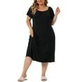 thumbnail image 2 of Agnes Orinda Women's Plus Size Comfort Pajamas Knit Short Sleeve Nightdress 2X Black, 2 of 5