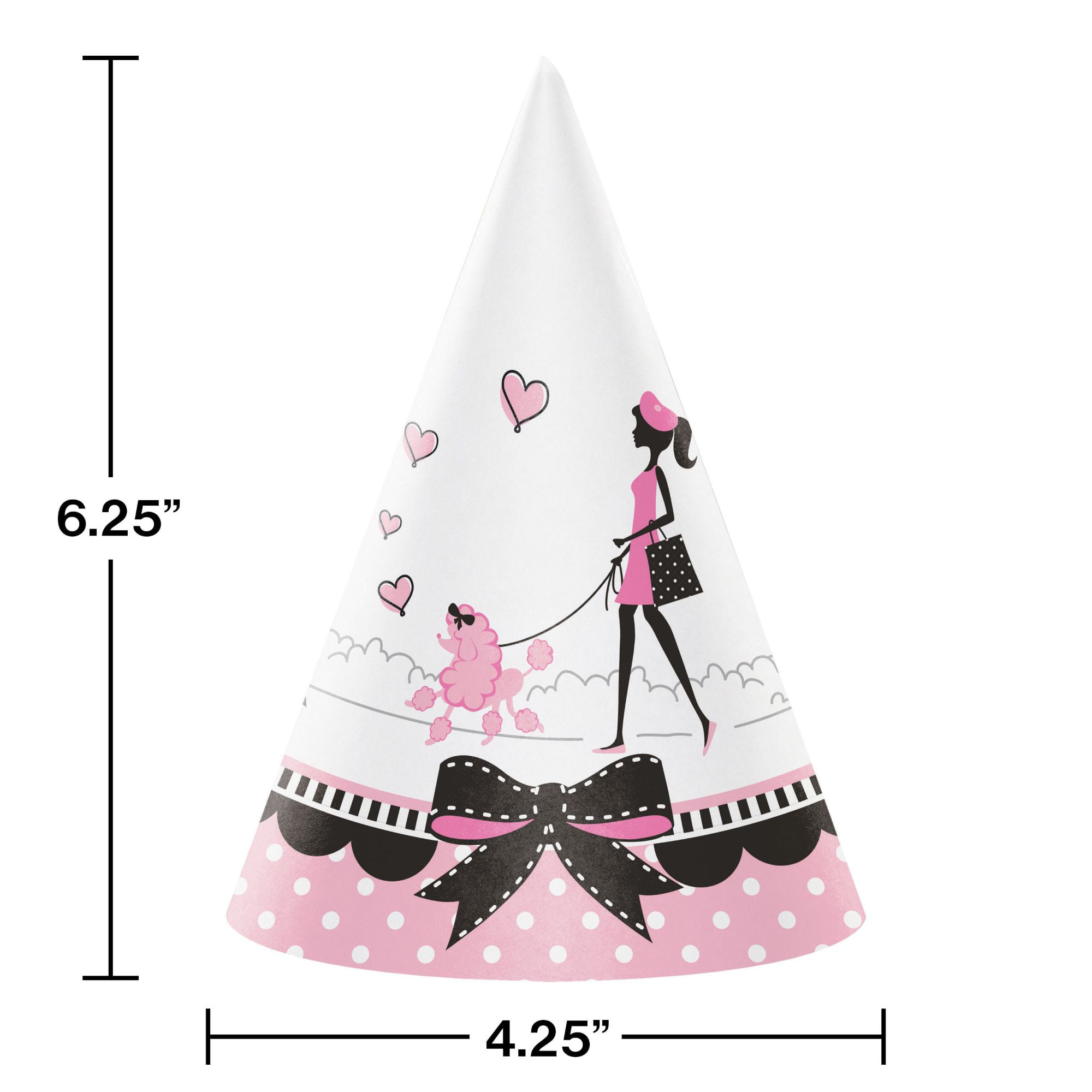 PINK POODLE IN PARIS CONE HATS ~ 1st Birthday Party Supplies Favors Pink 8
