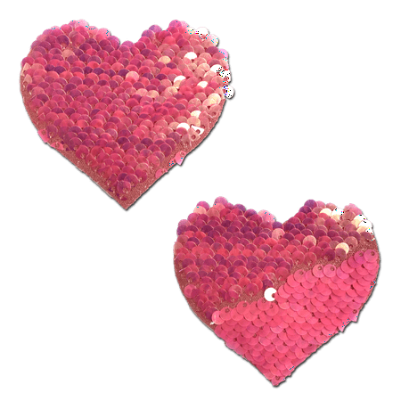 

Love: Hot Pink & Matte Pink Color Changing Sequin Heart Nipple Pasties by Pastease®
