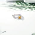 thumbnail image 4 of Gem Stone King 0.75 Ct Princess Cut Yellow Citrine White Created Sapphire 925 Sterling Silver Ring (Size 9), 4 of 5