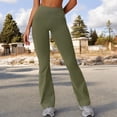 thumbnail image 2 of Women's High Waist Flared Leg Yoga Pants - Medium, Olive Green, 2 of 7