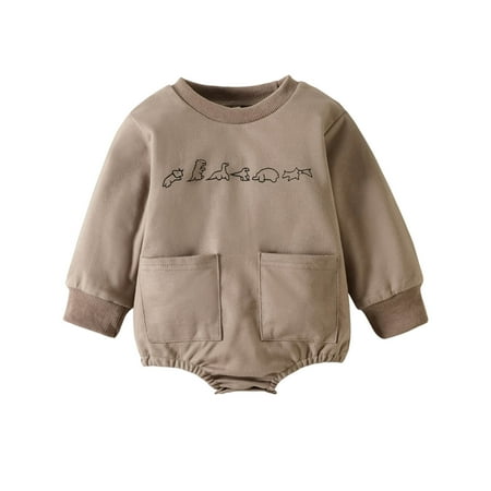 

Bodysuit for Baby Girl Summer Baby Boys Girls Long Sleeve Dinosaur Prints Pullover Romper Sweatshirt Bodysuits The in You Clothes