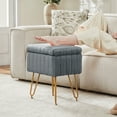 thumbnail image 3 of CONCETTA Footstools Ottoman Storage Bench, Vanity Faux Fur Padded Chair with Storage and Adjustable Feet for Makeup Bedroom Entryway, Grey, 3 of 7