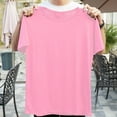thumbnail image 5 of Stamzod Summer Basic Tee Tops Solid Color Round Neck Pullover Shirts Daily Casual Plus Size Classic T-Shirts Pink-1 L, 5 of 6