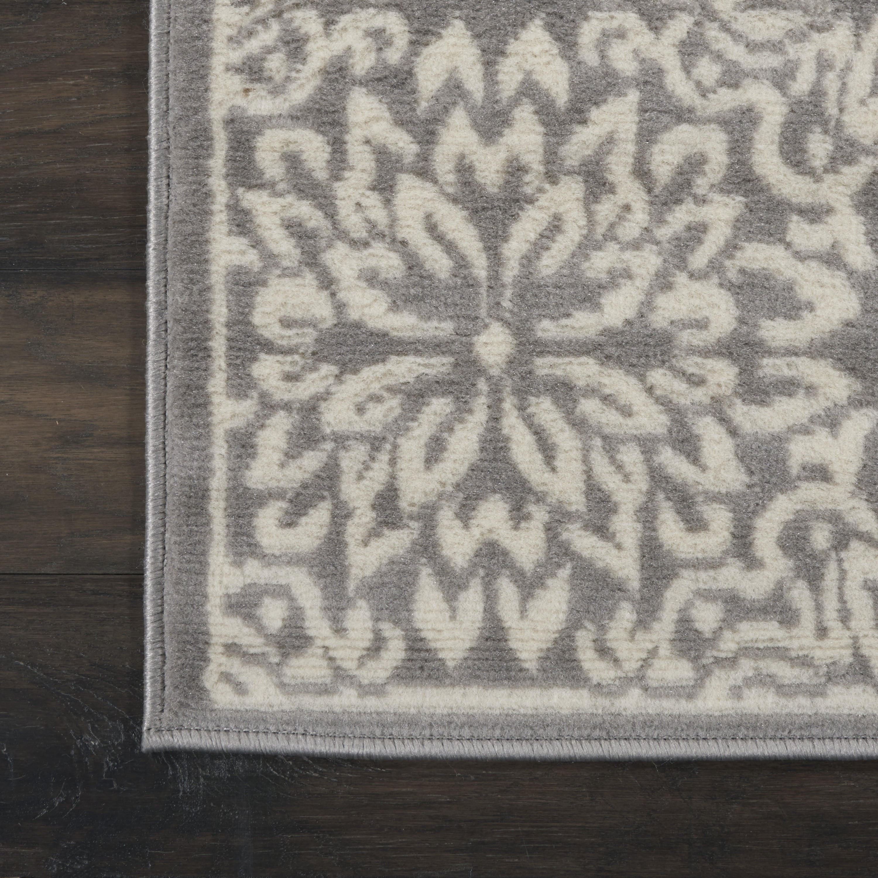 Nourison Bliss Modern Floral Ivory/Grey 2' x 4' Area Rug, (2' x 4')