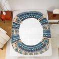 thumbnail image 5 of Feelyou Hippie Trible Aztec Queen Sheet Sets, Western Paisley Flat Sheet, Teal Stripes Triangle Queen Fitted Sheet, Microfiber Bedroom Decor, 4 Pieces, 5 of 7