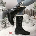 thumbnail image 3 of Rokment Quilted Rhinestones Wide Mid Calf Snow Boots for Women 2025 Fashion Warm Fuzzy Lined Chunky Heel Winter Tall Dress Boots, 3 of 5