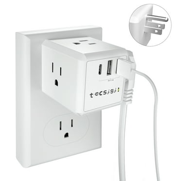 ELEGRP USB Wall Outlet Extender, Multi Plug Outlet Splitter with 21W ...