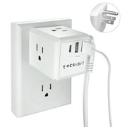 AC Power Outlet, TECSIGIL Outlet Extender, 3 AC outlet  2 USB and Type C (Smart 3.1A Total) ,Suitable for Cruise Ship, Home, Office, ETL Listed