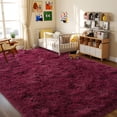 thumbnail image 3 of ZENELESS Fluffy Rug for Bedroom,8x10ft Wine Red Anti-Skid Shaggy Carpet Perfect for Living Room, Bedroom, 3 of 8