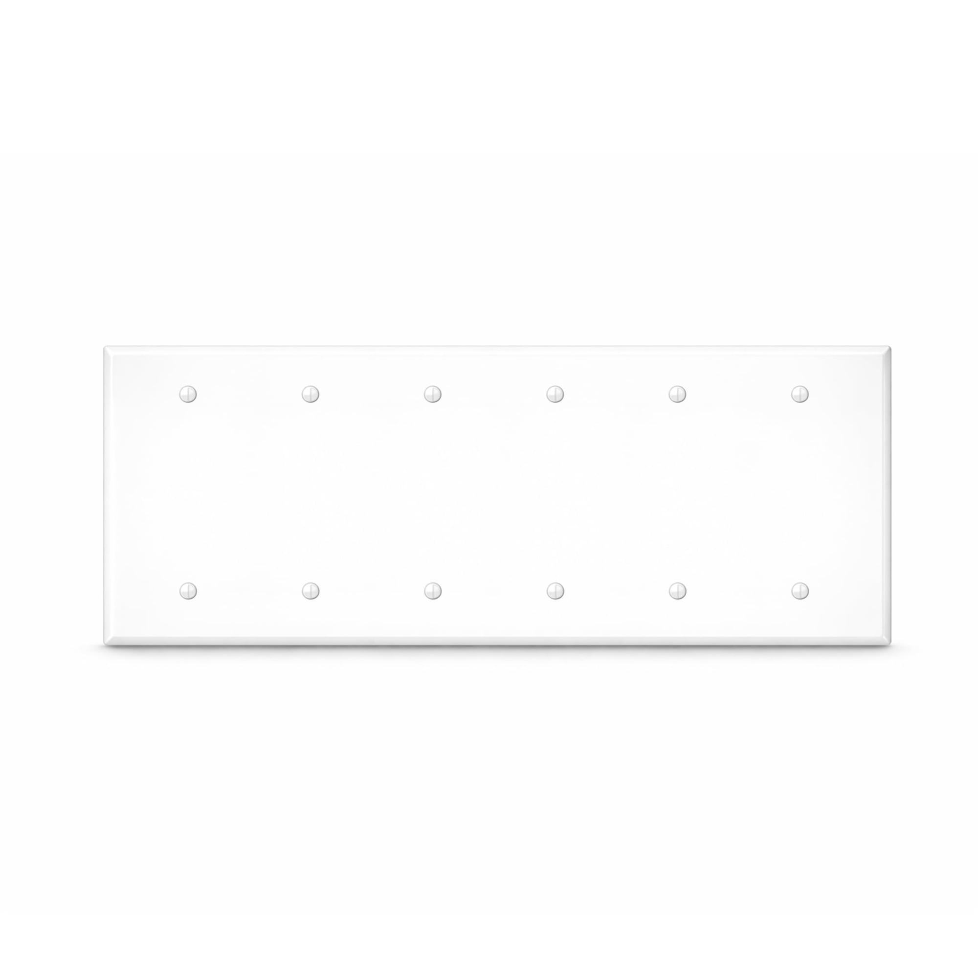6-Gang Blank White Metal Wall Plate Cover, Made in USA, Standard Size Steel Blank Light Switch Cover, Cover Plate for Unused Outlets & Electrical Boxes, Matching Screws