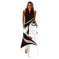 thumbnail image 1 of MOVOKAKA Ladies Spring Summer Long Dress Women Sleeveless V-neck Loose Elegant Dresses Party Printing Vintage Beach Dress FemaleM Gao Jinjia LED, 1 of 2