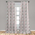 thumbnail image 4 of Ambesonne Vintage Curtains, Minimalist Retro Floral Art, Pair of 28"x84", Dark Pink and Charcoal Grey, 4 of 4