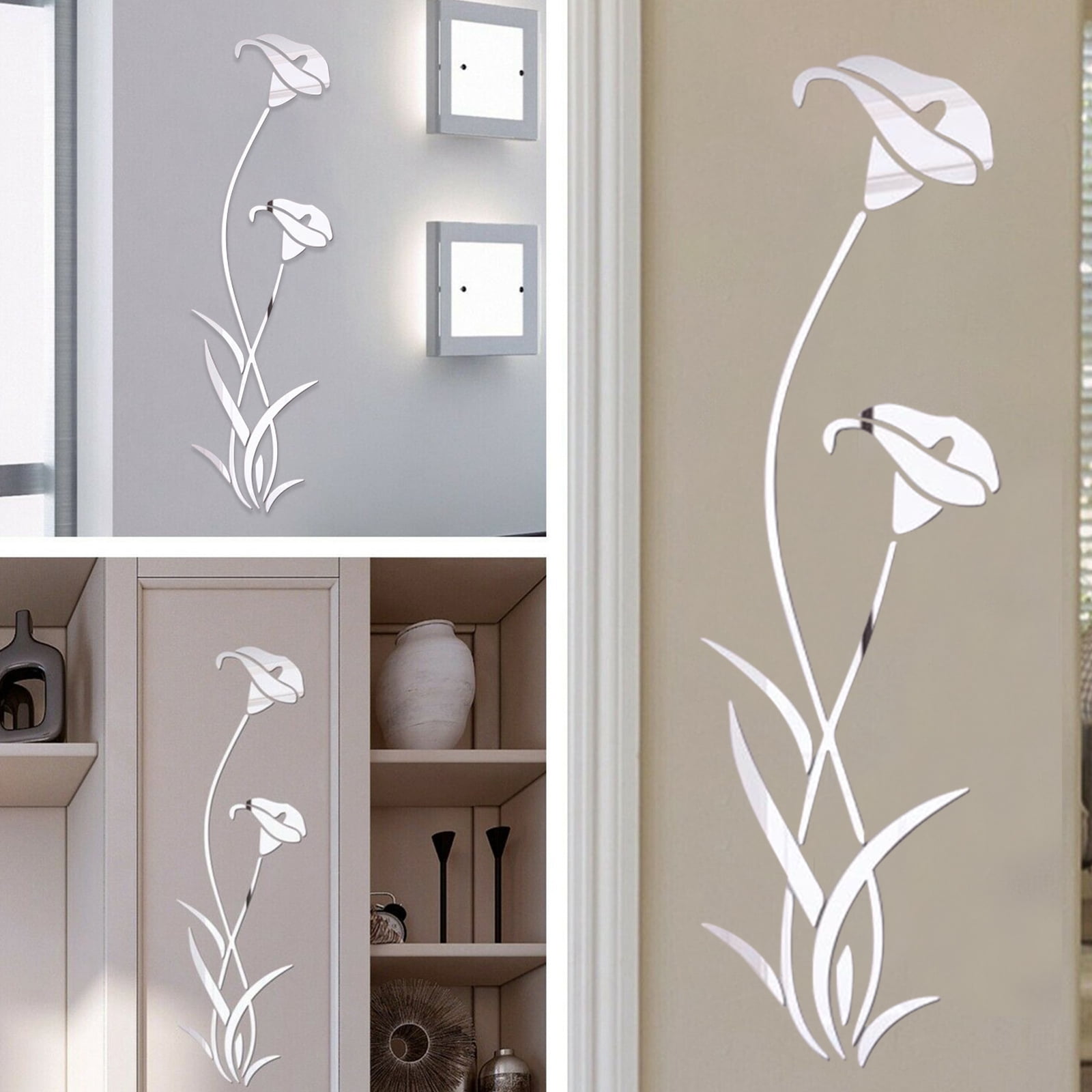 Acrylic Wall Sticker Flower 3d Shape Decoration Home DIY Stickers Modern Decor 