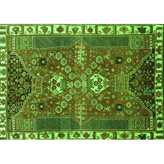 Ahgly Company Indoor Rectangle Persian Green Traditional Area Rugs, 2' x 5'