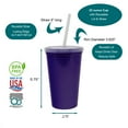 thumbnail image 3 of Rolling Sands 22 oz Reusable Plastic Cups with Lids, 10 Pack, USA Made Purple Tumblers; Includes 10 Reusable Straws; Dishwasher Safe, 3 of 9
