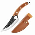thumbnail image 1 of Multi-Functional Forged Hammered Blade Knife with 60° Sharp Edge - Stainless Steel Butcher Knife for Meat Cutting, Fish Processing & Vegetable Slicing, featuring Rosewood Handle, PU Leather Sheath,, 1 of 6