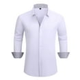 thumbnail image 1 of Blusa y camisa de manga larga con cuello vuelto para hombre, estilo informal, con botones y cuello liso, de poliéster., 1 of 2