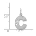 thumbnail image 2 of Auriga Fine Jewelry 14k White Gold Satin Diamond-Cut C Initial Charm for Women(L- 14.65 mm, W- 11.05 mm), 2 of 5
