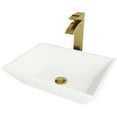 thumbnail image 2 of VIGO Matte Stone Vinca Composite Rectangular Vessel Bathroom Sink in White with Duris Faucet and Pop-Up Drain in Matte Gold, 2 of 10