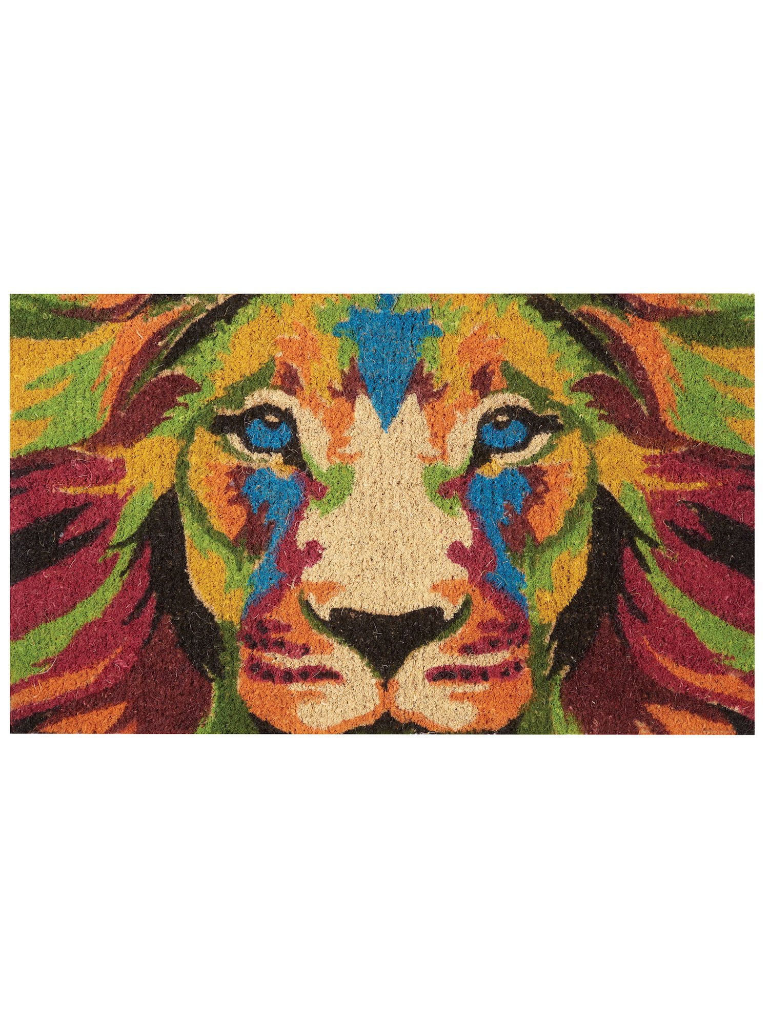 18" x 30" Abbott Curious Colorful Lion Welcome Mat Doormat Natural Coir 