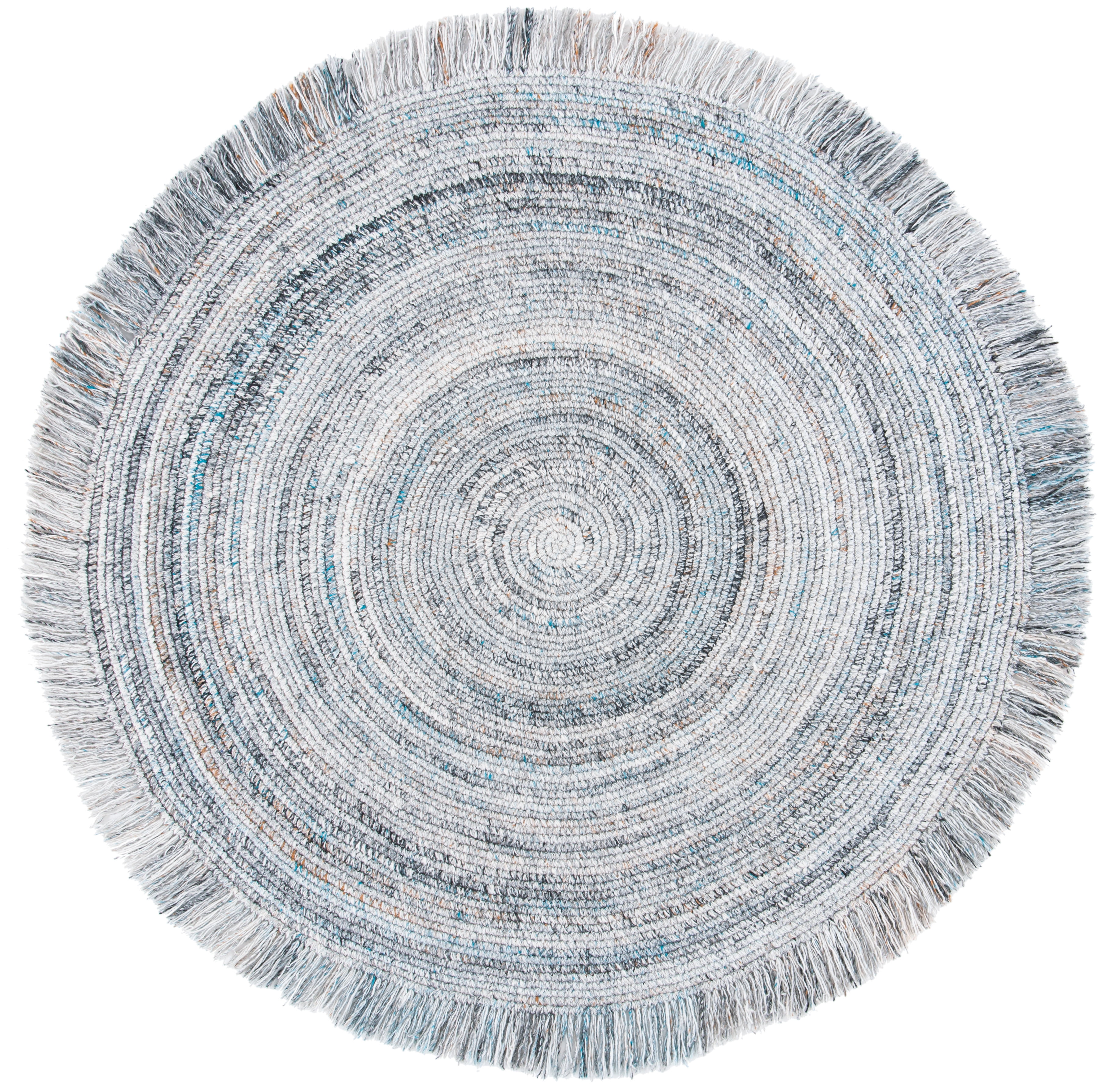 SAFAVIEH Braided Isador Solid Polyester Reversible Area Rug, Gray/Blue, 5' x 5' Round