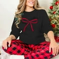 thumbnail image 6 of SwiftWear Women's Merry Christmas Red Bow Sweatshirt - Festive Crewneck Holiday Top Soft Long Sleeve Casual Wear for Seasonal Celebrations Black, 6 of 9