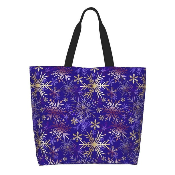Balery blue purple Snowflake Bolsa Tote Estilo Estético con Cremalleras, Bolsa de Hombro, Bolsa de Compras Grande y Plegable