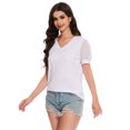 thumbnail image 3 of Women's V Neck Tops Puff Sleeve with Swiss Dot T-Shirts Summer Casual Loose Tshirts, 3 of 7