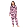 thumbnail image 4 of Adult Christmas Onesie Leopard Print Pink Pattern Zipper One-Piece Pajamas Unisex with Pockets, 4 of 6